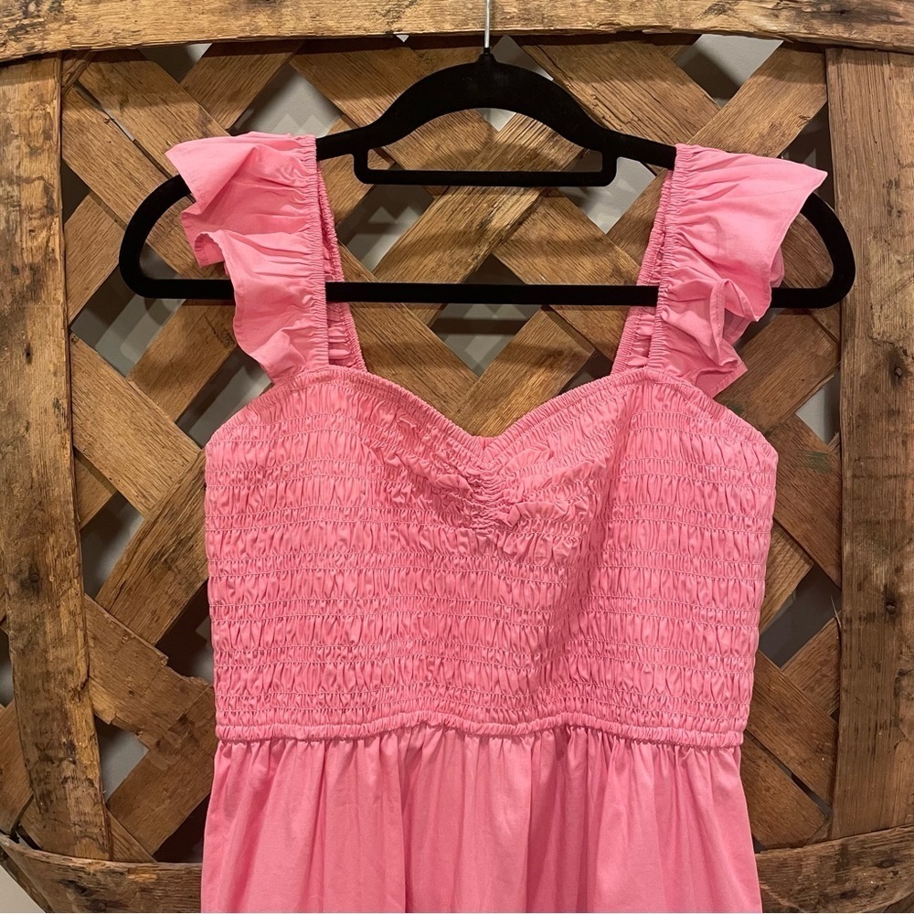 Abercrombie & Fitch Smocked Ruffle Strap Sweetheart Neckline Midi Dress Large T - Picture 2 of 13